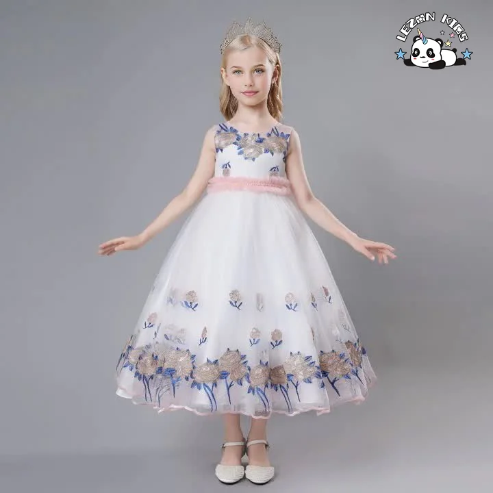 LEZONKIDS - Vestidos de Damas de Honra para Meninas Adolescentes para Festa Casamento Vestido de Baile Infantil Vestido de Princesa